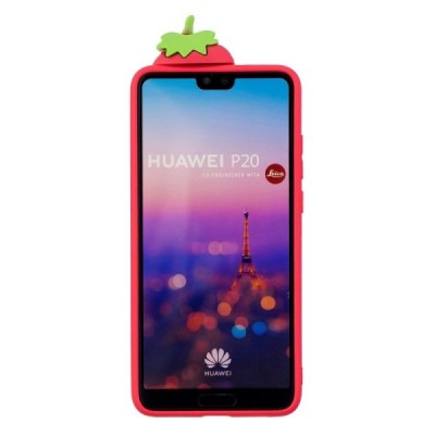 Huawei P20 „Squezy“ Strawberry kieto silikono TPU raudonas dėklas - nugarėlė | Priedai.lt