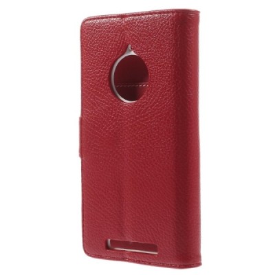 Nokia Lumia 830 atverčiamas raudonas odinis Litchi dėklas - piniginė / Priedai.lt