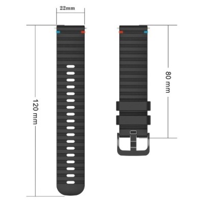 Wave nutikell (Samsung Galaxy Watch3, Gear, Watch GT) kõvast silikoonist (TPU) must käevõru | Priedai.lt
