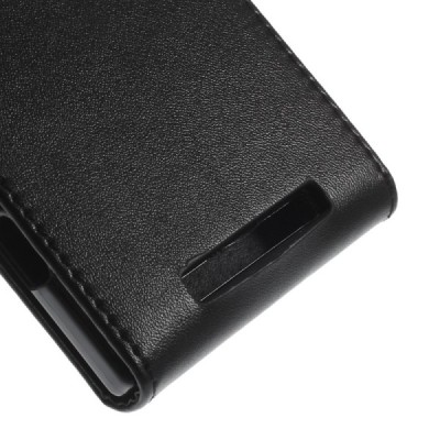 Nokia Lumia 830 klasikinis vertikaliai atverčiamas juodas odinis dėklas / Priedai.lt