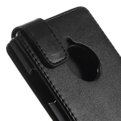 Nokia Lumia 830 klasikinis vertikaliai atverčiamas juodas odinis dėklas / Priedai.lt