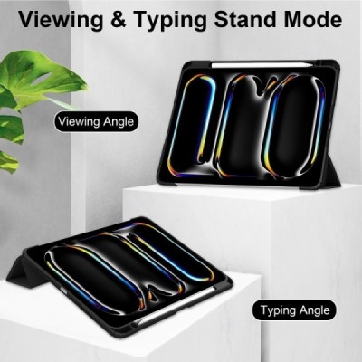 Apple iPad Pro 13 (2025) / 13 (2024) „Deluxe“ nahk must kaaned | Priedai.lt