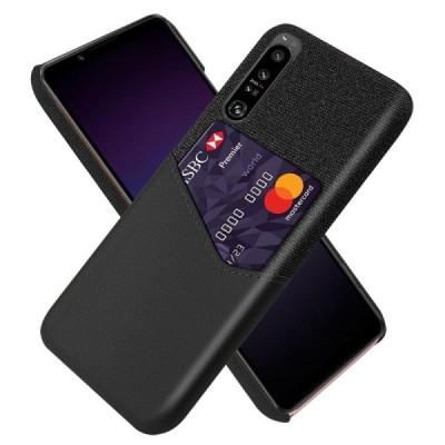 „KSQ“ Shell Sony Xperia 1 IV must nahast ümbris - tagaküljel tasku kaartide jaoks | Priedai.lt