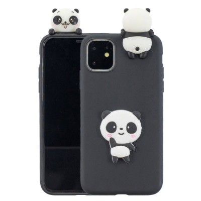 Apple iPhone 11 Pro „Squezy“ Panda kõvast silikoonist TPU must ümbris - taga | Priedai.lt