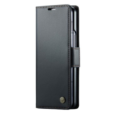 Samsung Galaxy Fold6 5G (SM-F956B) „CaseMe“ Leather soliidne klapp must nahast ümbris - brošüür | Priedai.lt