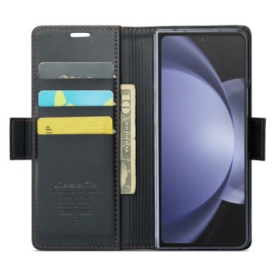 Samsung Galaxy Fold6 5G (SM-F956B) „CaseMe“ Leather soliidne klapp must nahast ümbris - brošüür | Priedai.lt