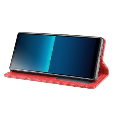 Sony Xperia L4 Vintage punane nahast klappkohver - voldik magnetiga | Priedai.lt