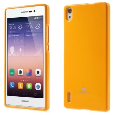Huawei Ascend P7 Mercury geltonas kieto silikono TPU dėklas - nugarėlė / Priedai.lt