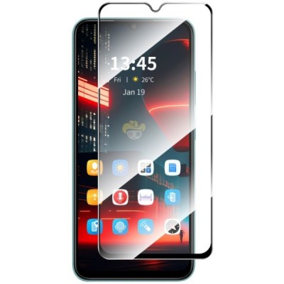 Honor X5 Plus (X6a 4G) "Hat-Prince" 9H 2.5D Tempered Glass tugevdatud kaitse must täiskattega kaitseklaas 0,26 mm | Priedai.lt