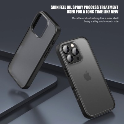 Apple iPhone 16 Pro Max "IPAKY" Matt läbipaistev silikoonist ümbris musta raamiga | Priedai.lt