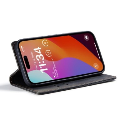 Apple iPhone 16 Pro CaseMe Retro tahke nahk kaaned - must | Priedai.lt