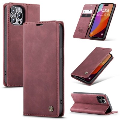 Apple iPhone 16 Pro CaseMe Retro tahke nahk kaaned - burgundia | Priedai.lt