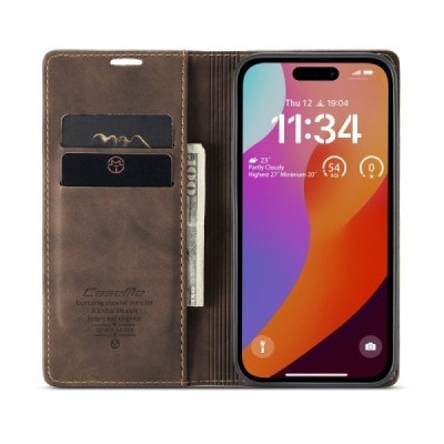 Apple iPhone 16 Pro CaseMe Retro tahke nahk kaaned - pruun | Priedai.lt