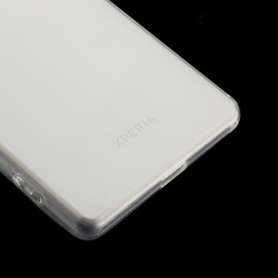 Sony Xperia Z2 skaidrus (permatomas) kieto silikono TPU ploniausias pasaulyje baltas dėklas / Priedai.lt