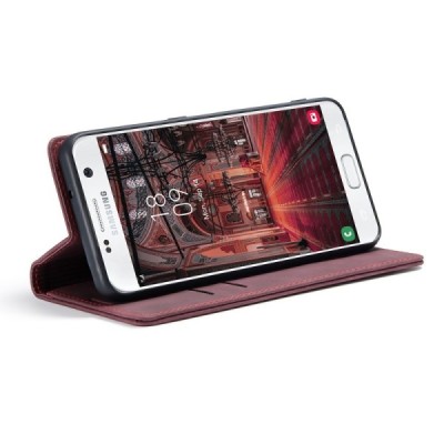 Samsung Galaxy S7 (G930) CaseMe Retro solidus atverčiamas bordo odinis dėklas - knygutė | Priedai.lt