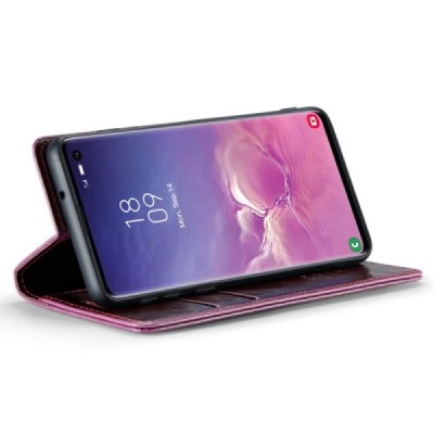 Samsung Galaxy S10+ (G975) „CaseMe“ Leather solidus atverčiamas bordo odinis dėklas - knygutė | Priedai.lt