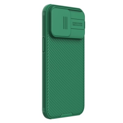 Apple iPhone 15 Pro Max „Nillkin“ CamShield Pro žalias dėklas, nugarėlė su kameros apsauga | Priedai.lt