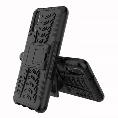 Sustiprintos apsaugos „Kickstand“ Huawei P20 juodas kieto silikono (TPU) ir plastiko dėklas | Priedai.lt