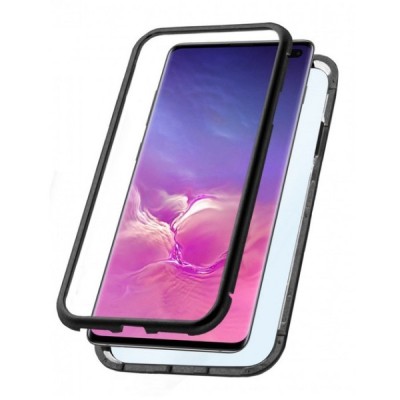 Samsung Galaxy S10+ (G975) Frame skaidrus (permatomas) magnetinis dvigubas plastikinis dėklas | Priedai.lt