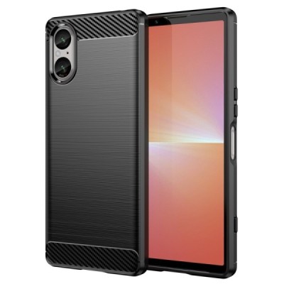 Sony Xperia 5 V „Carbon“ kieto silikono TPU juodas dėklas - nugarėlė | Priedai.lt