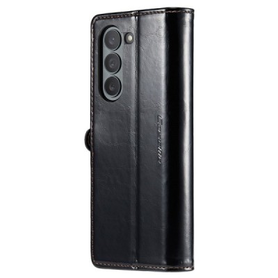 Samsung Galaxy Fold5 5G (SM-F946B) „CaseMe“ Leather solidus atverčiamas juodas odinis dėklas - knygutė | Priedai.lt