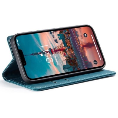 Apple iPhone 15 Pro Max CaseMe Retro solidus atverčiamas žalias odinis dėklas - knygutė | Priedai.lt