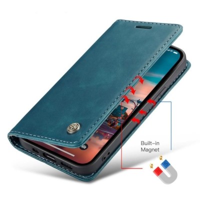 Apple iPhone 15 Pro Max CaseMe Retro solidus atverčiamas žalias odinis dėklas - knygutė | Priedai.lt