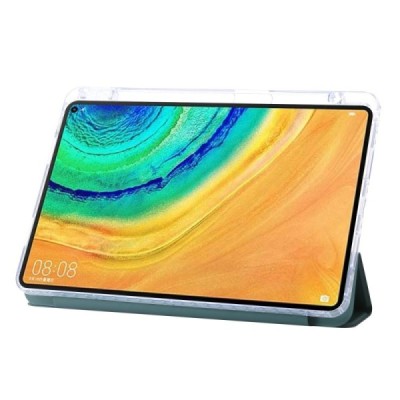 Huawei MatePad Pro 10.8'' (2021) „Deluxe“ atverčiamas žalias odinis dėklas - knygutė | Priedai.lt