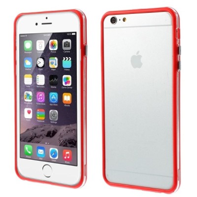 Apple iPhone 6 Plus (6s Plus) skaidrus permatomas rėmelis (kraštų apvadas, bamperis) - raudonas / Priedai.lt