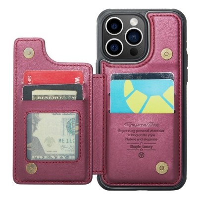 Apple iPhone 15 Pro Max „CaseMe“ Wallet bordo dėklas - nugarėlė | Priedai.lt