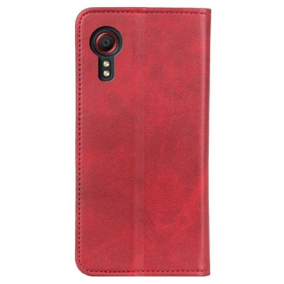 Samsung Galaxy Xcover 7 (G556B) „Split“ raudonas odinis atverčiamas dėklas - knygutė | Priedai.lt