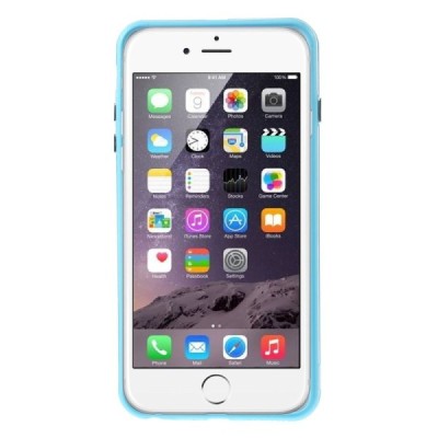Apple iPhone 6 Plus (6s Plus) skaidrus permatomas rėmelis (kraštų apvadas, bamperis) - šviesiai mėlynas / Priedai.lt