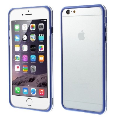 Apple iPhone 6 Plus (6s Plus) skaidrus permatomas rėmelis (kraštų apvadas, bamperis) - tamsiai mėlynas / Priedai.lt