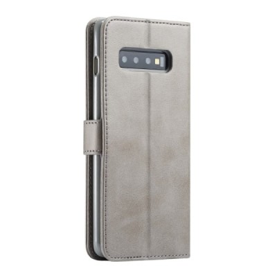 Samsung Galaxy S10+ (G975) Imeeke atverčiamas pilkas odinis retro dėklas - piniginė | Priedai.lt