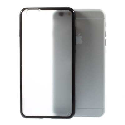 Apple iPhone 6 Plus (6s Plus) skaidrus matinis plastikinis dėklas su juodu TPU rėmeliu / Priedai.lt
