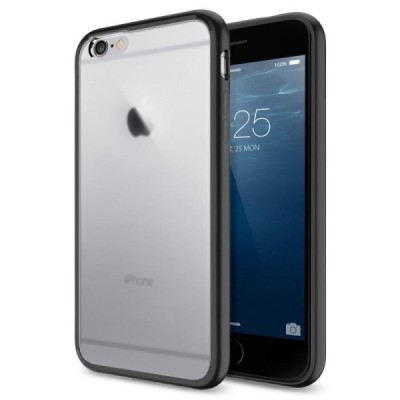 Apple iPhone 6 Plus (6s Plus) skaidrus matinis plastikinis dėklas su juodu TPU rėmeliu / Priedai.lt