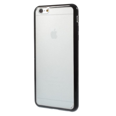 Apple iPhone 6 Plus (6s Plus) skaidrus matinis plastikinis dėklas su juodu TPU rėmeliu / Priedai.lt