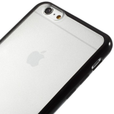Apple iPhone 6 Plus (6s Plus) skaidrus matinis plastikinis dėklas su juodu TPU rėmeliu / Priedai.lt