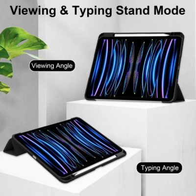 Apple iPad Pro 11 (2025) / 11 (2024) Deluxe klapiga must nahkümbris - voldik | Priedai.lt