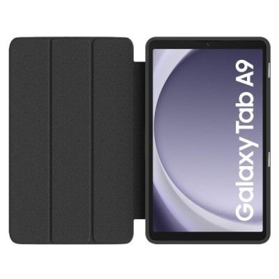 Samsung Galaxy Tab A9 „Deluxe“ atverčiamas juodas odinis dėklas - knygutė | Priedai.lt