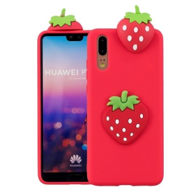 Huawei P20 „Squezy“ Strawberry kieto silikono TPU raudonas dėklas - nugarėlė | Priedai.lt