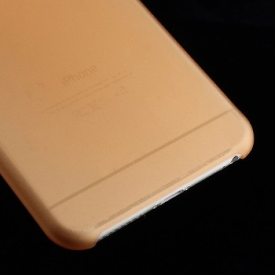 Ploniausias pasaulyje plastikinis skaidrus Apple iPhone 6 Plus (6s Plus) oranžinis dėklas - nugarėlė / Priedai.lt