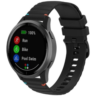 Wave nutikell (Samsung Galaxy Watch3, Gear, Watch GT) kõvast silikoonist (TPU) must käevõru | Priedai.lt
