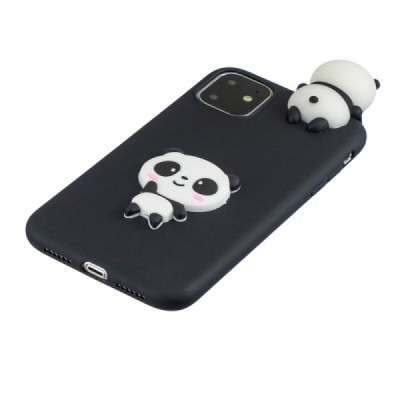 Apple iPhone 11 Pro „Squezy“ Panda kõvast silikoonist TPU must ümbris - taga | Priedai.lt