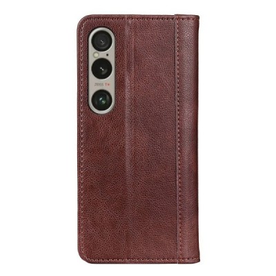 Sony Xperia 1 VI pruun nahast klappkohver - magnetiga vihik | Priedai.lt