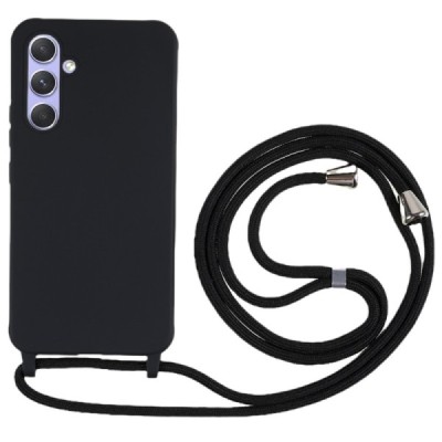 Samsung Galaxy A55 5G (SM-A556) Strap kõvast silikoonist TPU must ümbris - taga | Priedai.lt
