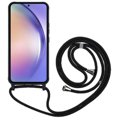 Samsung Galaxy A55 5G (SM-A556) Strap kõvast silikoonist TPU must ümbris - taga | Priedai.lt