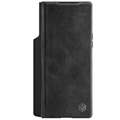 Samsung Galaxy Fold6 5G (SM-F956B) luksuslik Nillkin Qin Pro seeria mustast nahast klappkohver - brošüür | Priedai.lt