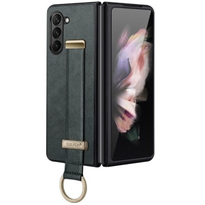 „Sulada“ Leather Kickstand Samsung Galaxy Fold6 5G (SM-F956B) roheline nahast ümbris - taga | Priedai.lt