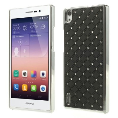Huawei Ascend P7 elegantiškas juodas dėklas su blizgučiais / Priedai.lt